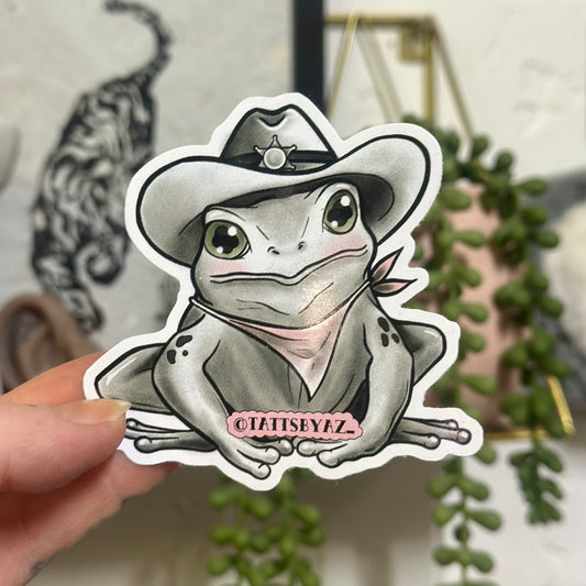 Cowboy frog sticker!